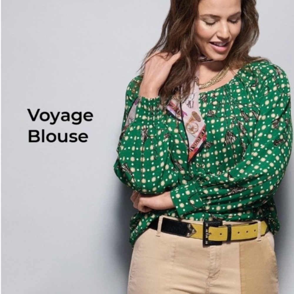 CAbi Green Voyage Blouse